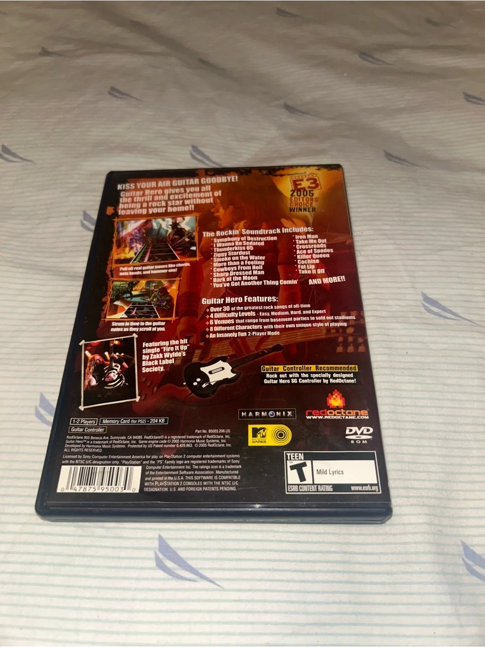 Sony PlayStation 2 Guitar Hero with Red Guitar Artwork